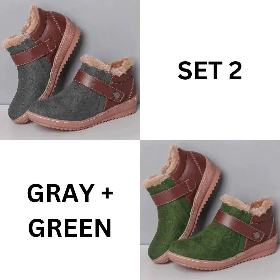 🔥Last Day 49% OFF - New winter round head matching color wool non-slip snow boots