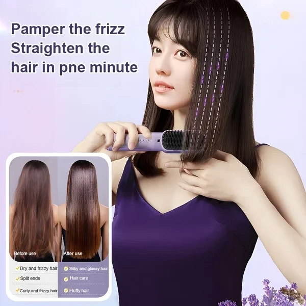 Portable cordless mini hair straightening comb U01