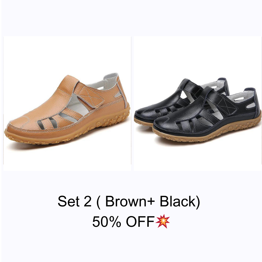 🔥LAST DAY 60% OFF – Women’s retro flat genuine leather non-slip sandals