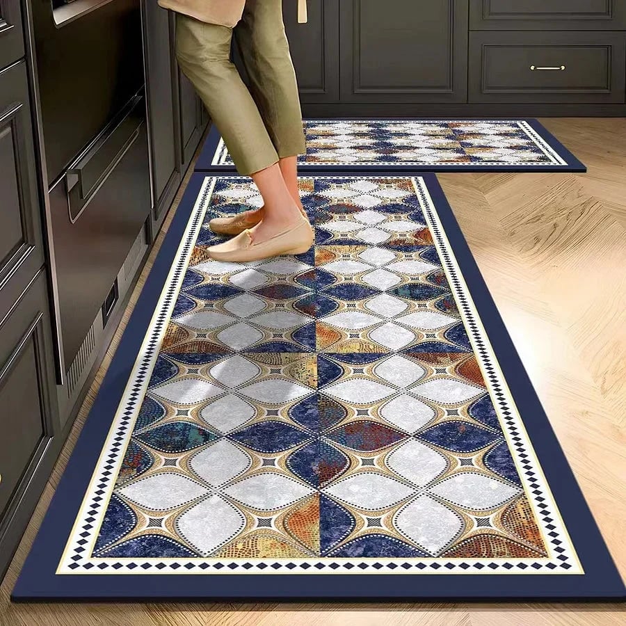 Set of retro floral print rugs (2 pieces) - 40×60 cm + 40×120 cm