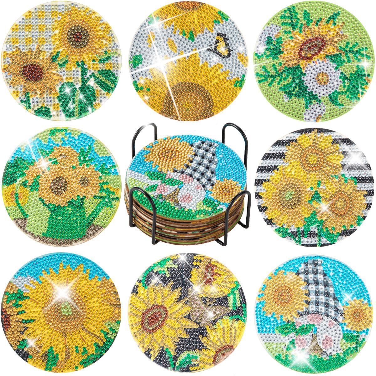 💥LAST DAY SALE 49% OFF-Artificial Diamond Art Coaster, 8 Counts/set
