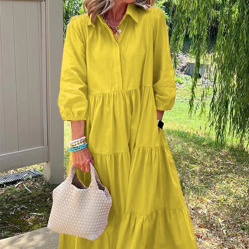 💓 Women’s Casual Loose Fit Lapel Ankle Length Dress🌿