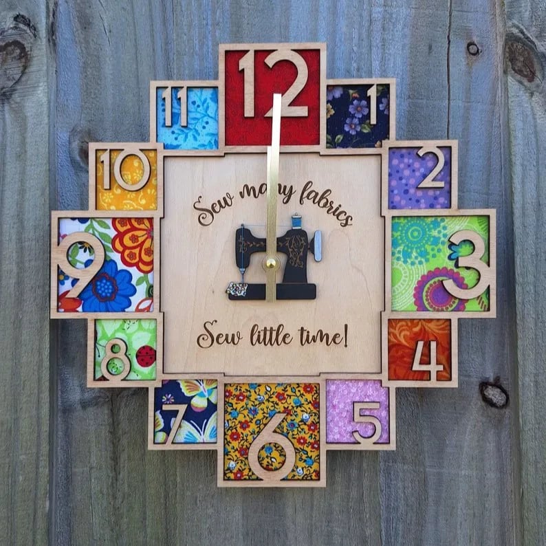 Vintage Sewing Machine Wooden Wall Clock
