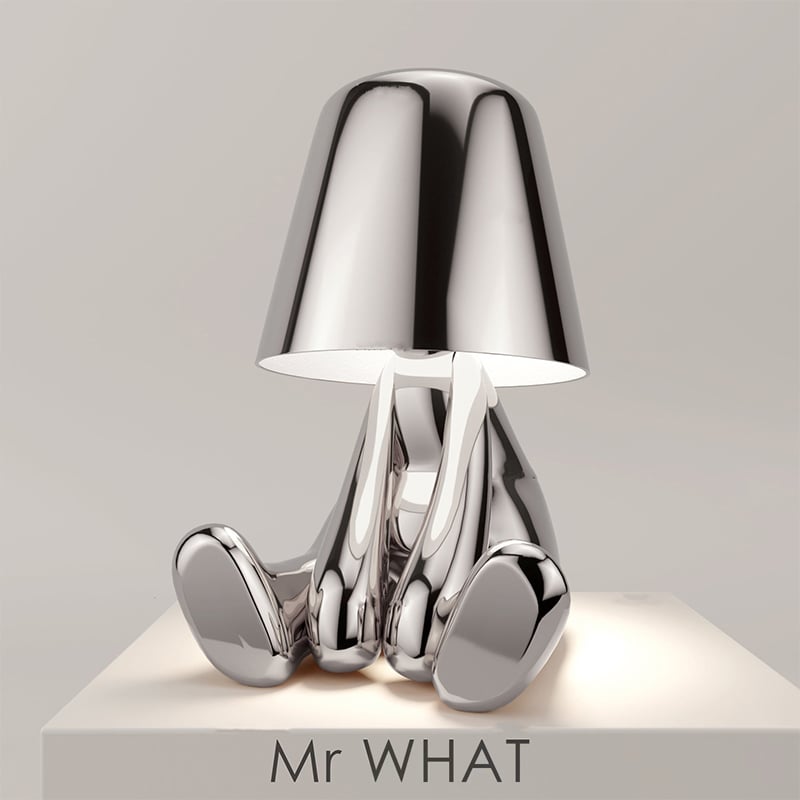 Metallic Chrome Figurine Table Lamp