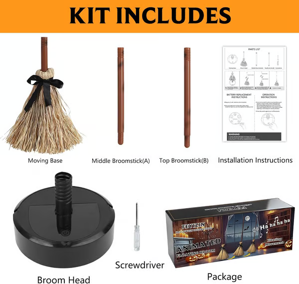 【💥Halloween Sale 49% OFF】🧙‍♀️🪄Floating Witch's Broom –Haunted Dancing Broom