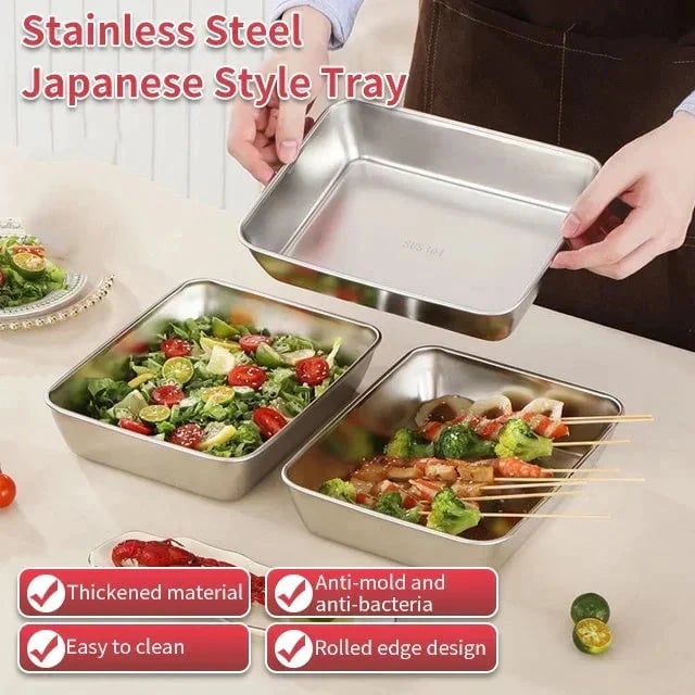 🔥LAST DAY 60% OFF-Stainless Steel Square Plate(With Lid)