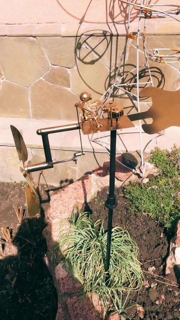 😎Rock Your Garden!🤘🥁🎸Handmade Metal Rock Band Windmill