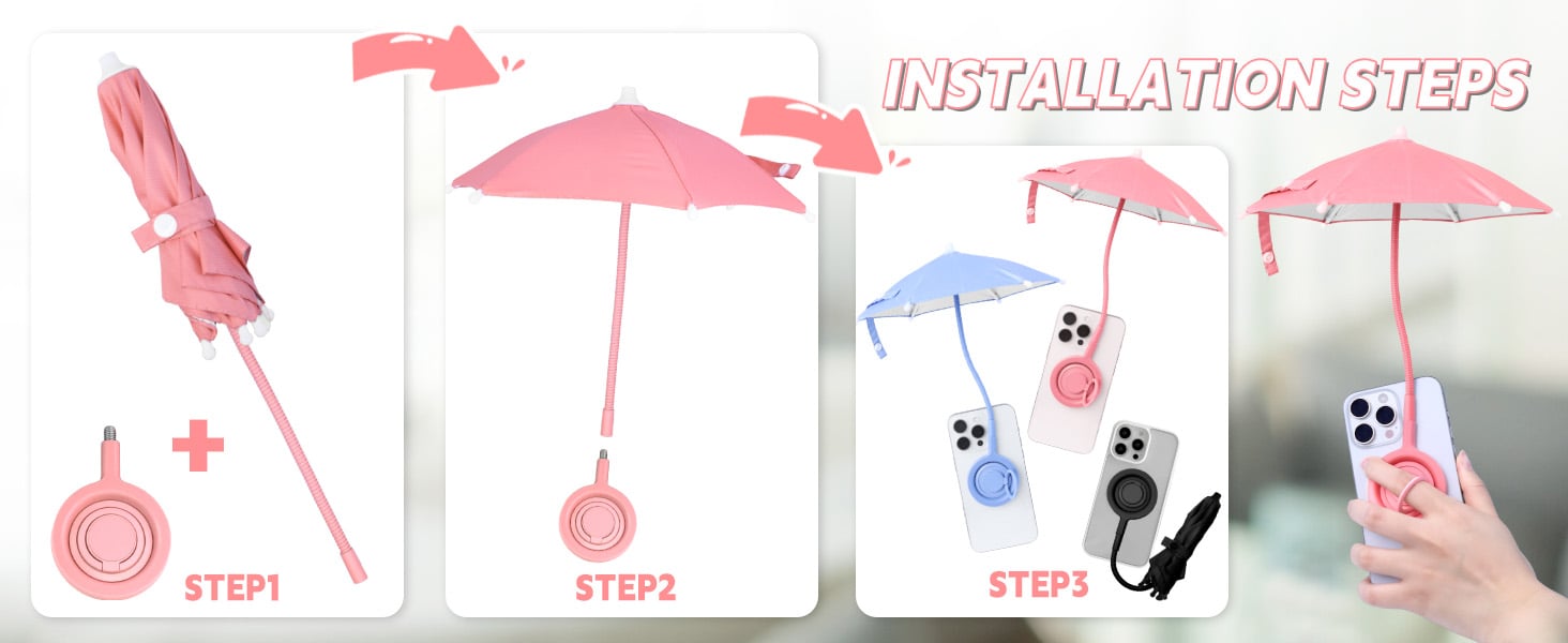 Mini Phone Umbrella for Sun with Detachable Knob – Flexible