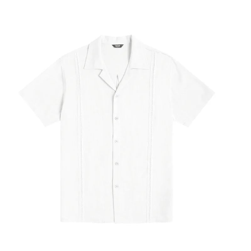 Men's Knit Button Down Shirt Short Sleeve Linen Shirts