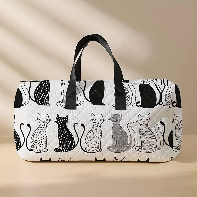🐱Cartoon Abstract Cat Print Large Capacity Travel Duffel Bag🧳