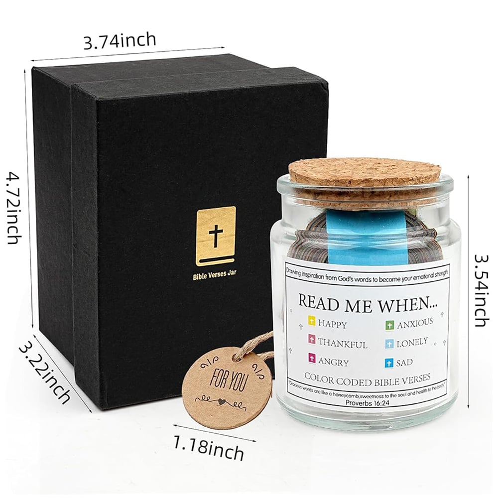 Handmade 90 Day Bible Verses Jar (Comes With Christian Gift Box)