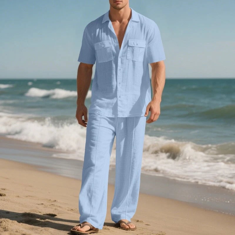 Men's Button-Down Shirt & Pants 2-Piece Set