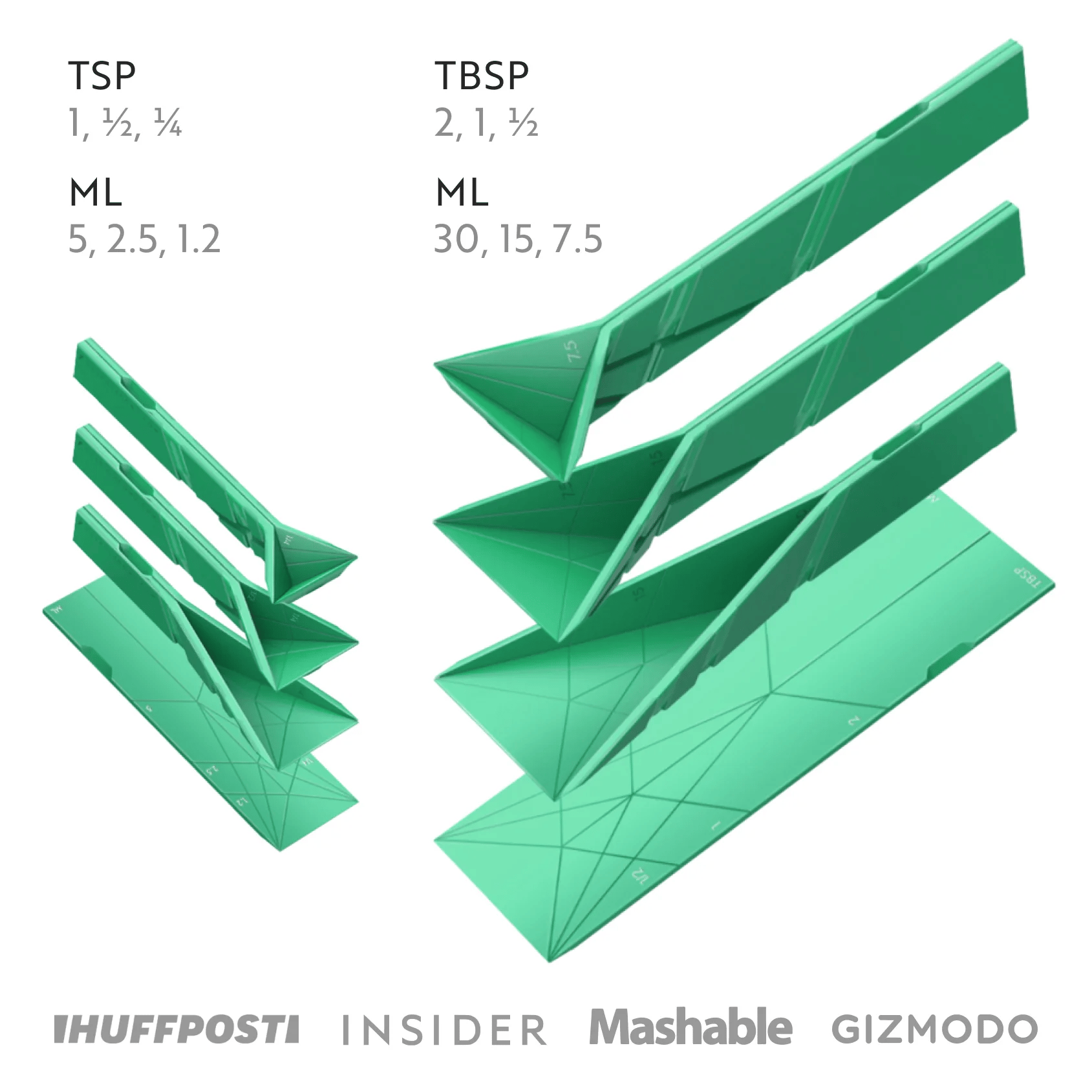 📏 POLYGONS FLAT 3-IN-1 MEASURING SPOONS SET 🍽️