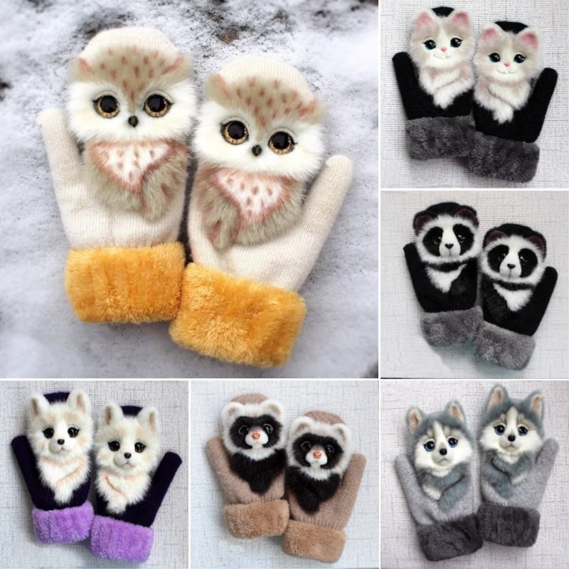 Hand-knitted Animal Mittens