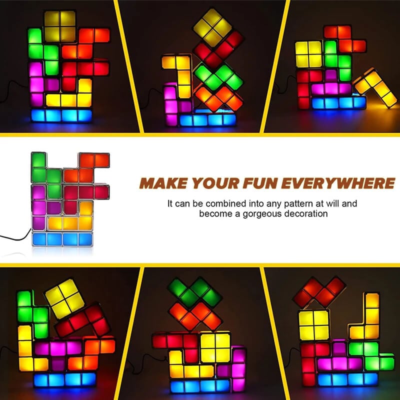 ✅Stackable Night Light DIY Puzzle Novelty LED 7 Colors 3D Tangram Light🔥
