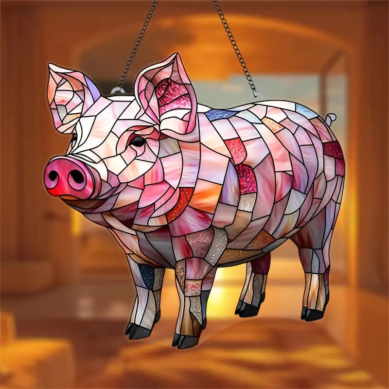 Colorful Pig Suncatcher Ornament🐖