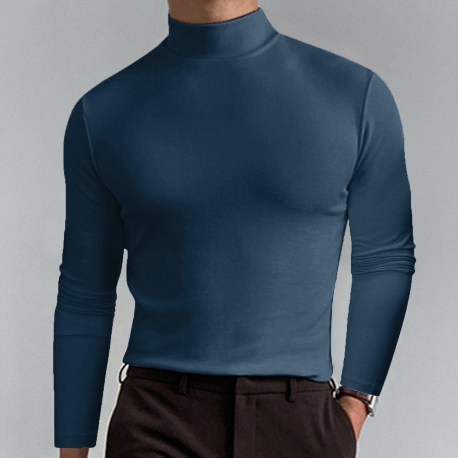 (🎁2024 New Year Hot Sale🎁)-💝Mens High Neck Slim Fit Long Sleeve T-shirt