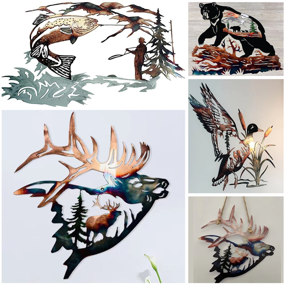 🎁2023-Christmas Hot Sale🎁47% OFF -Rustic Style Wild Animals Metal Wall Decoration Art