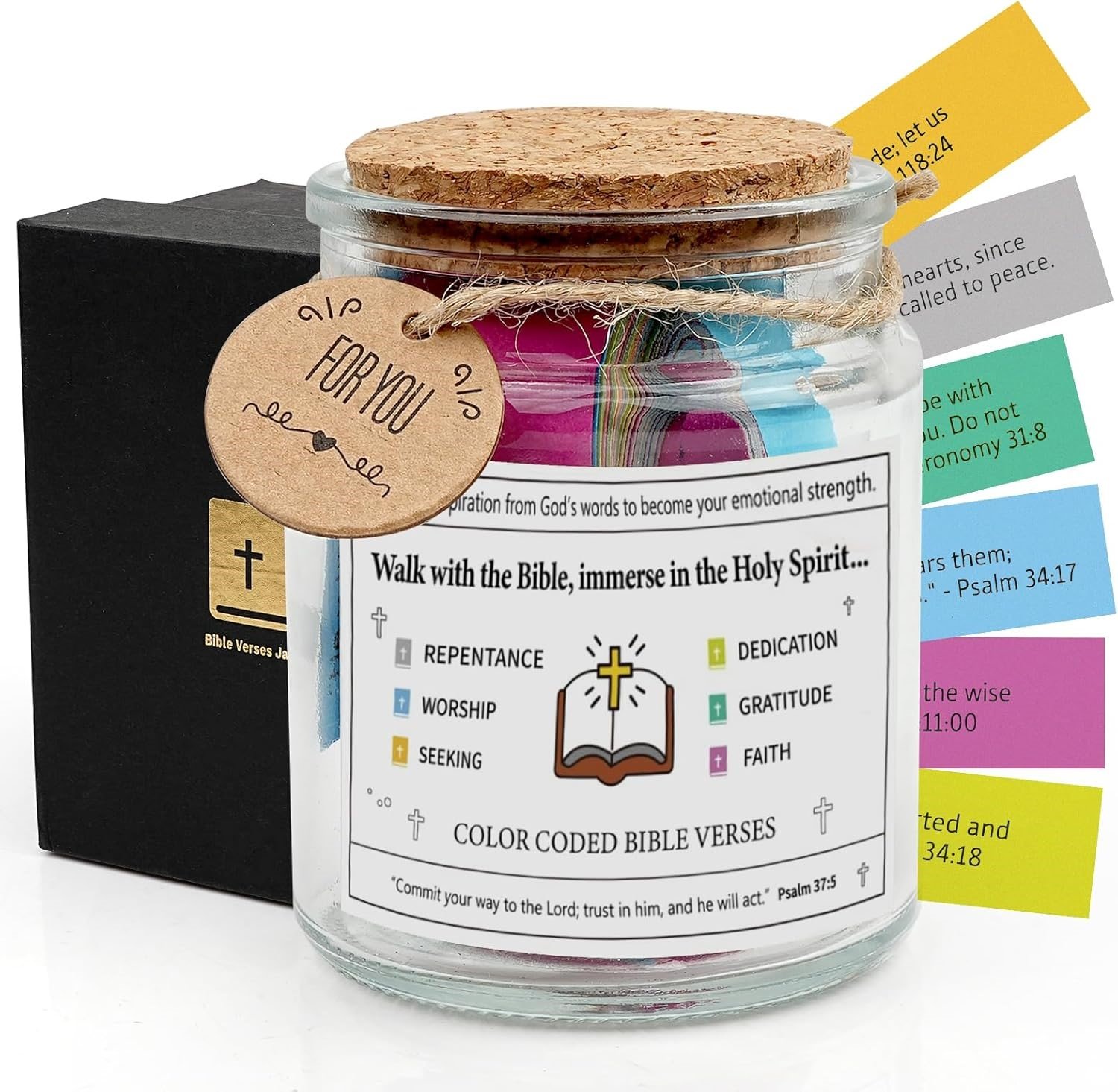 Handmade 90 Day Bible Verses Jar (Comes With Christian Gift Box)