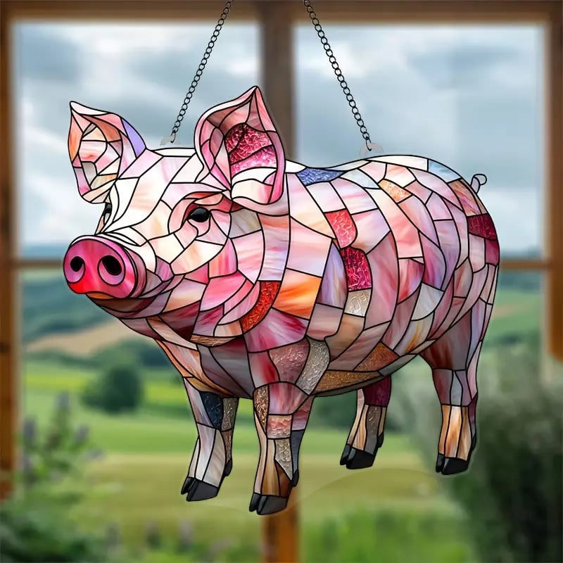 Colorful Pig Suncatcher Ornament🐖