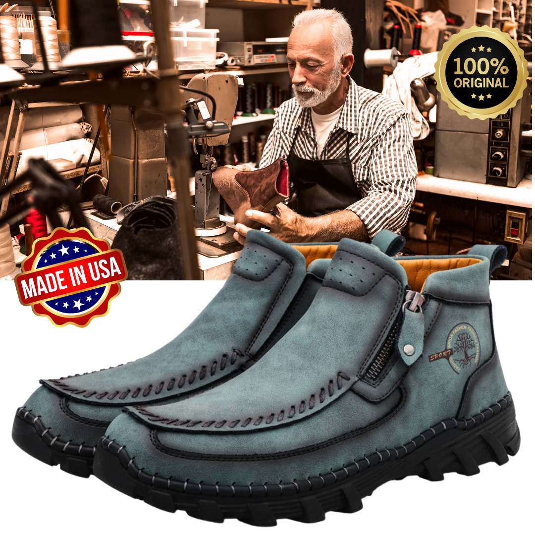 Men's Vintage Casual Soft And Breathable Side Zipper Leather Tooling Ankle Chukka Boots