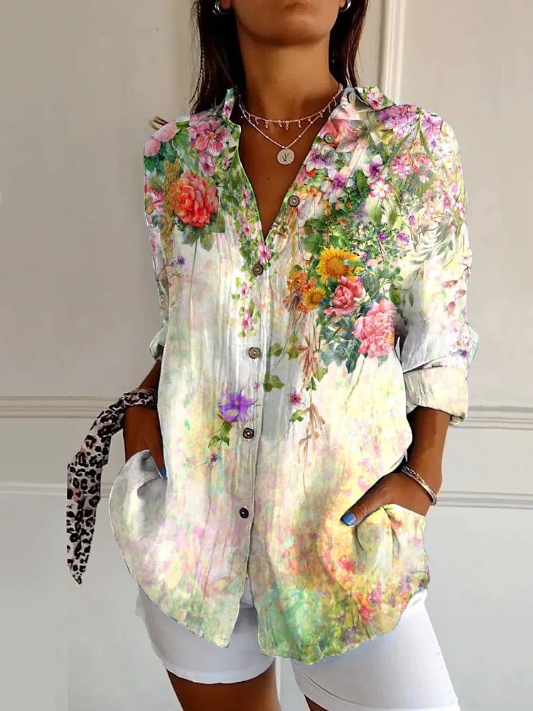 🌸Vintage Floral Casual Collar Shirt👚