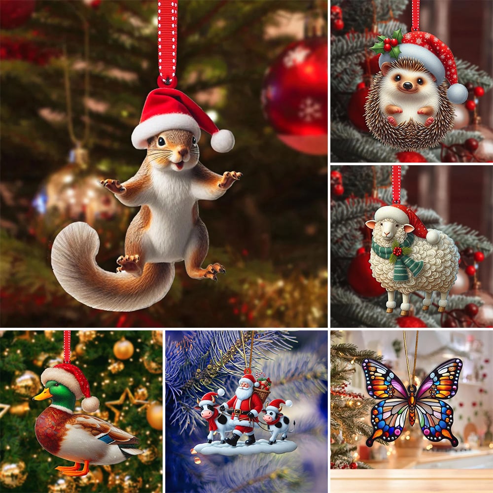 🐿️2D Animal Christmas Ornament