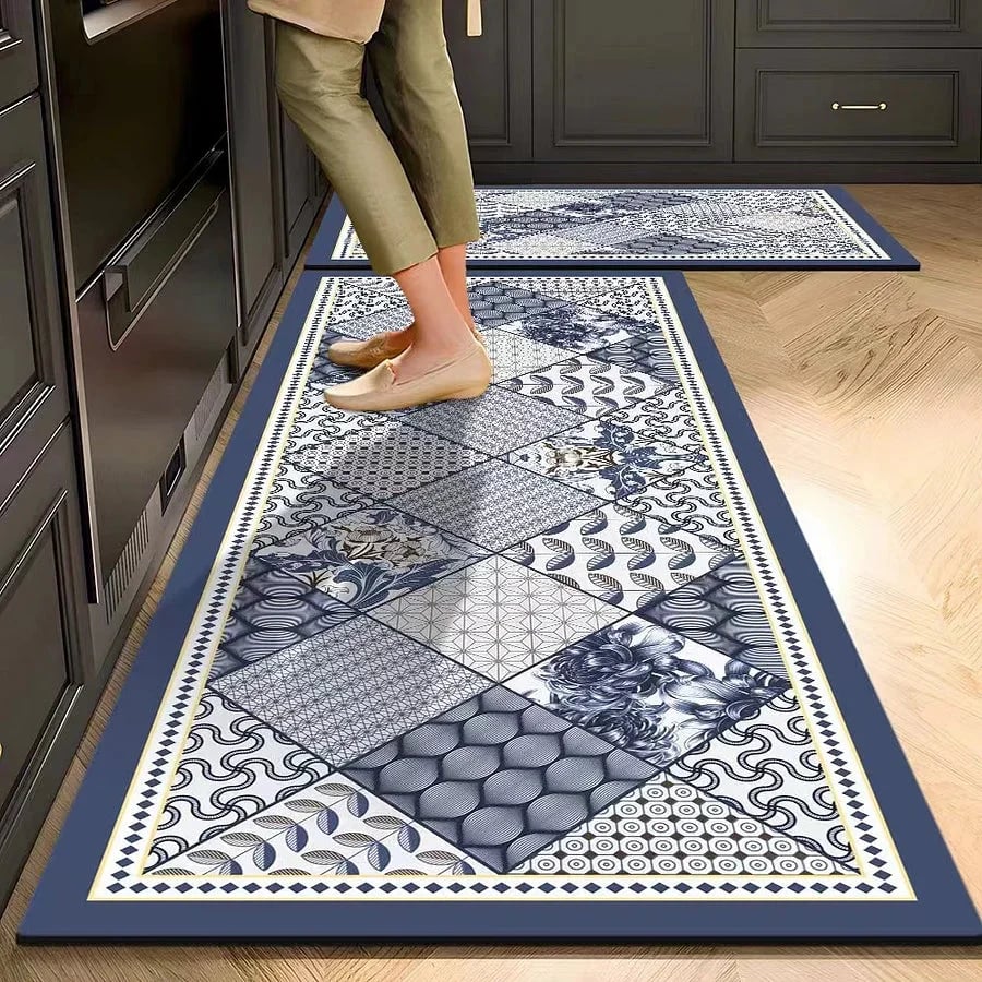 Set of retro floral print rugs (2 pieces) - 40×60 cm + 40×120 cm