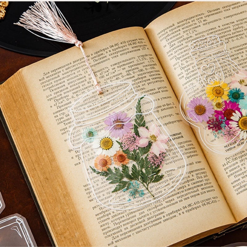 🔥 Free Dried Flower+Tweezers🌸Transparent Dried Flower Bookmarks-DIY Gifts Bookmarks