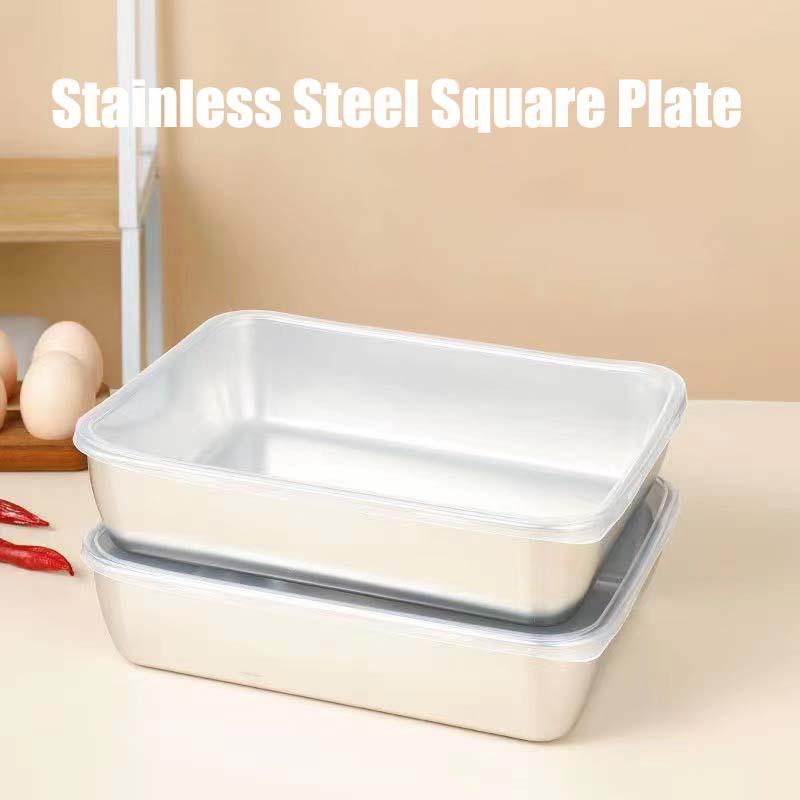 🔥LAST DAY 60% OFF-Stainless Steel Square Plate(With Lid)