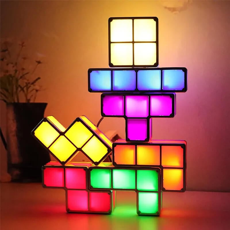 ✅Stackable Night Light DIY Puzzle Novelty LED 7 Colors 3D Tangram Light🔥