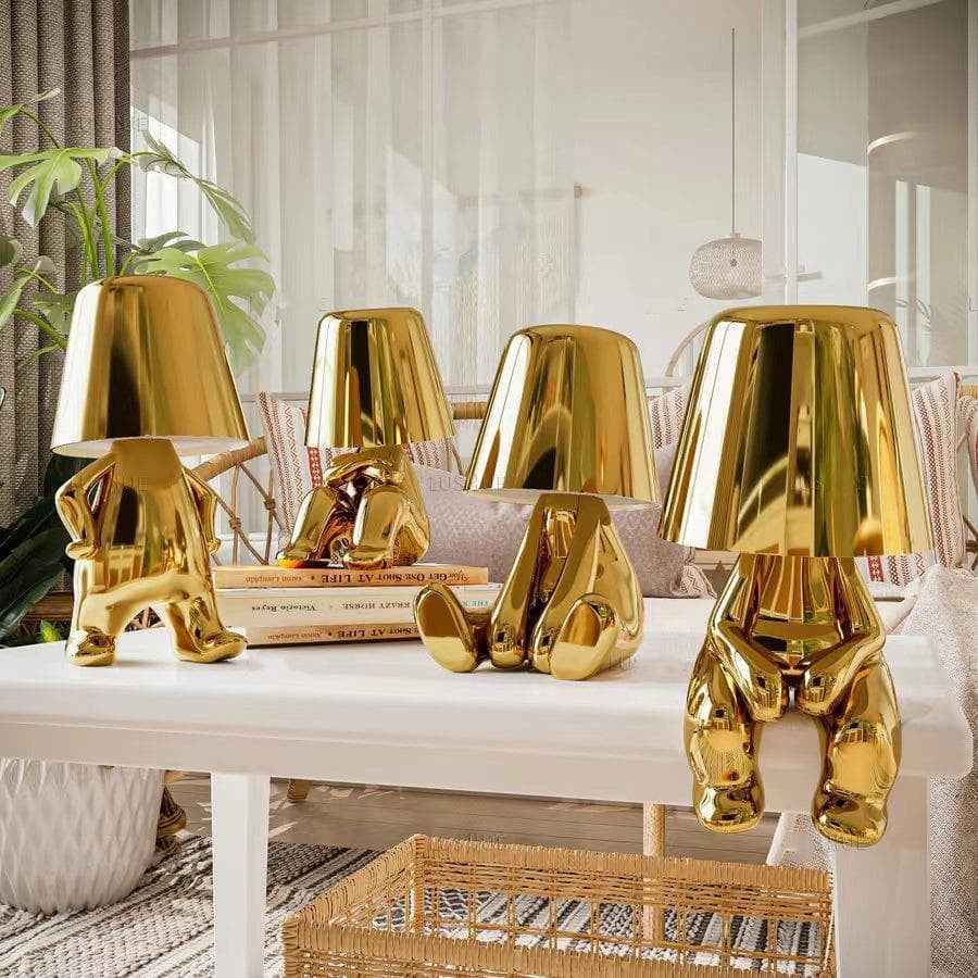 Metallic Chrome Figurine Table Lamp