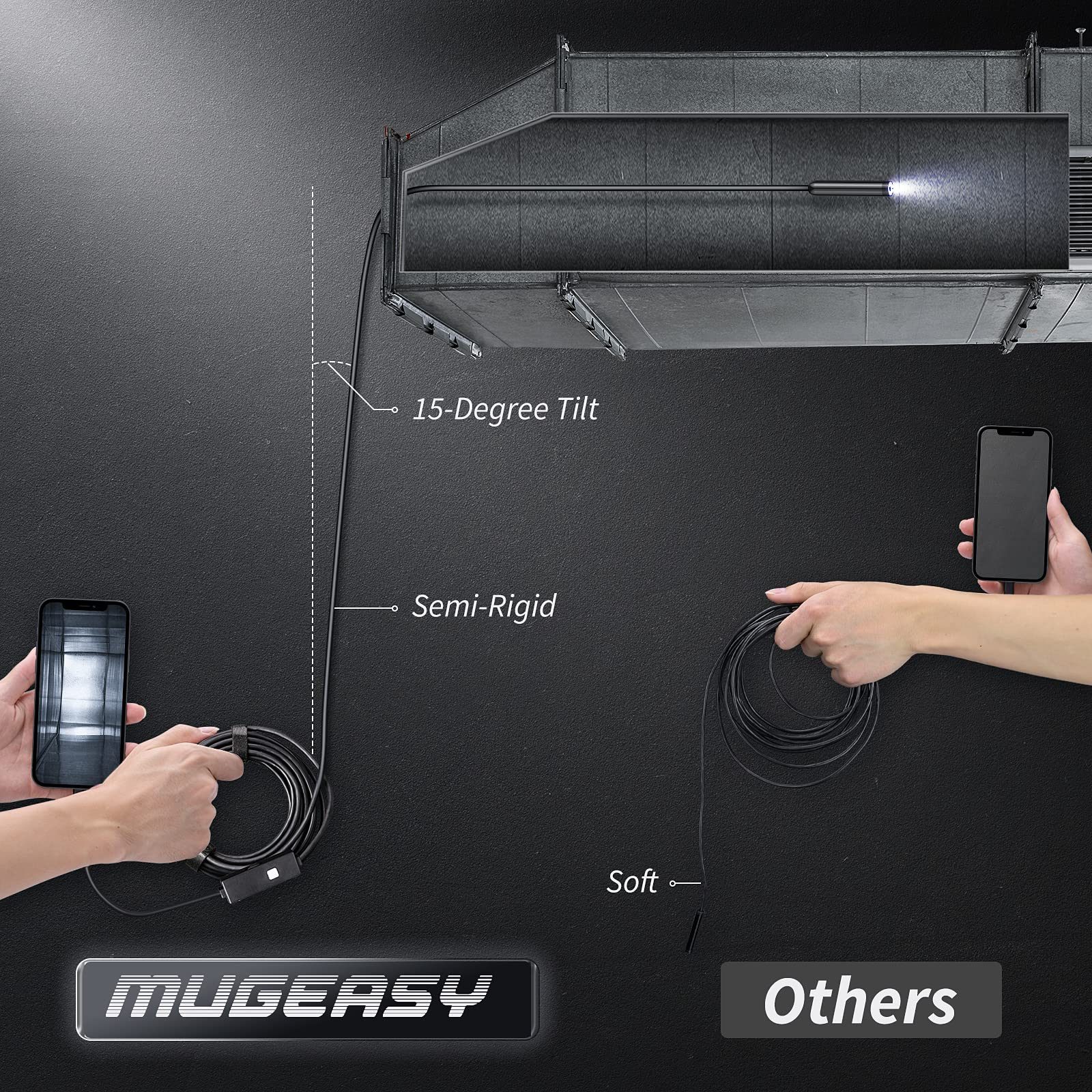 🔎 Plug-and-Play Endoscope Camera – Compatible with Android & iPhone & ipad for Direct Connection