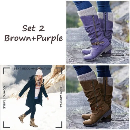 🔥LAST DAY -【40% OFF】Women’s Leather Flat Heel Mid-Calf Zipper Boots