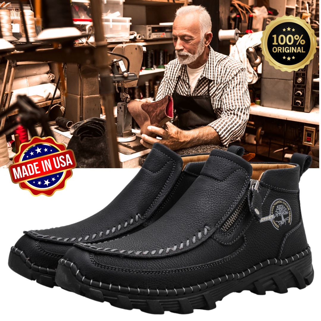 Men's Vintage Casual Soft And Breathable Side Zipper Leather Tooling Ankle Chukka Boots