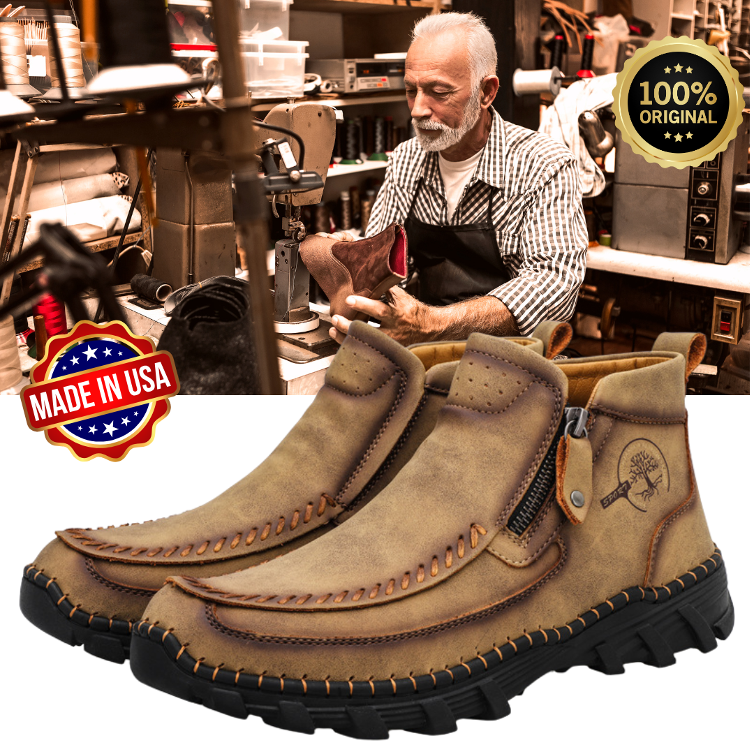 Men's Vintage Casual Soft And Breathable Side Zipper Leather Tooling Ankle Chukka Boots