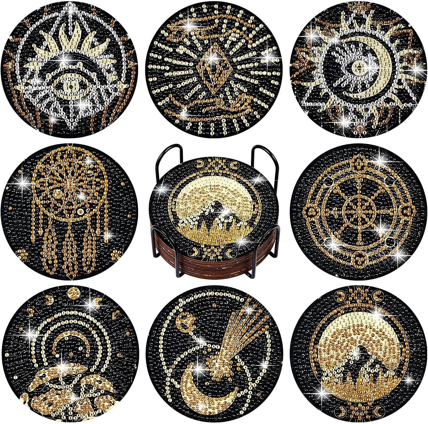 💥LAST DAY SALE 49% OFF-Artificial Diamond Art Coaster, 8 Counts/set