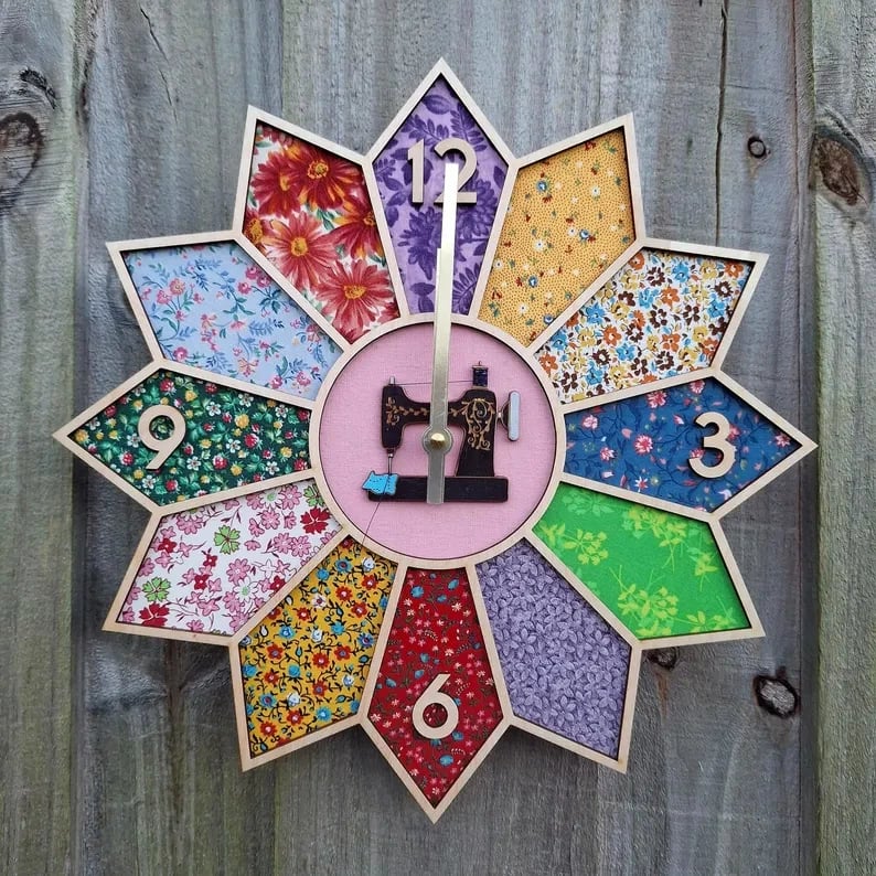 Vintage Sewing Machine Wooden Wall Clock