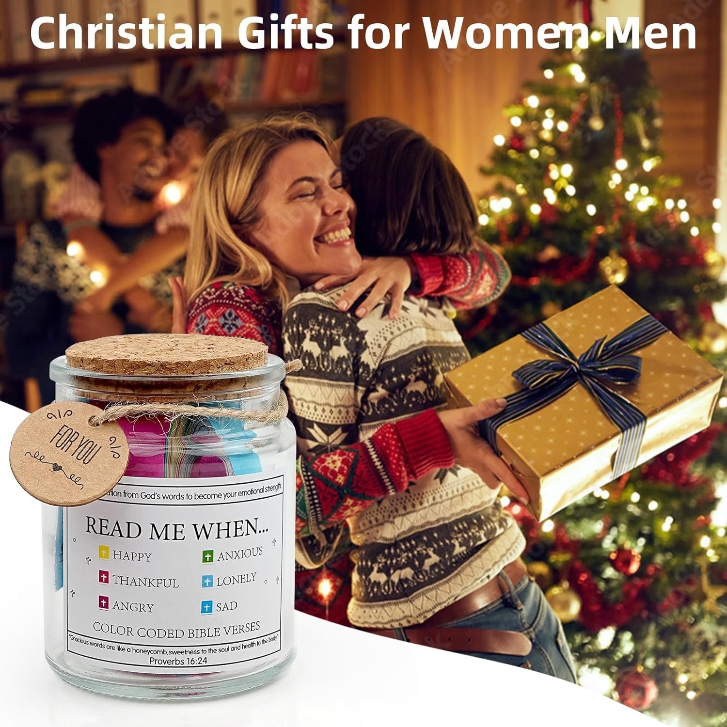 Handmade 90 Day Bible Verses Jar (Comes With Christian Gift Box)