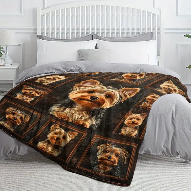 🐾 Cozy Yorkie Flannel Blanket