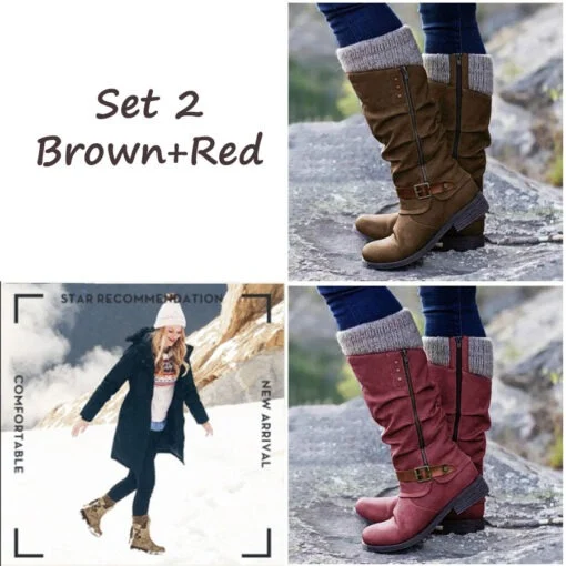 🔥LAST DAY -【40% OFF】Women’s Leather Flat Heel Mid-Calf Zipper Boots