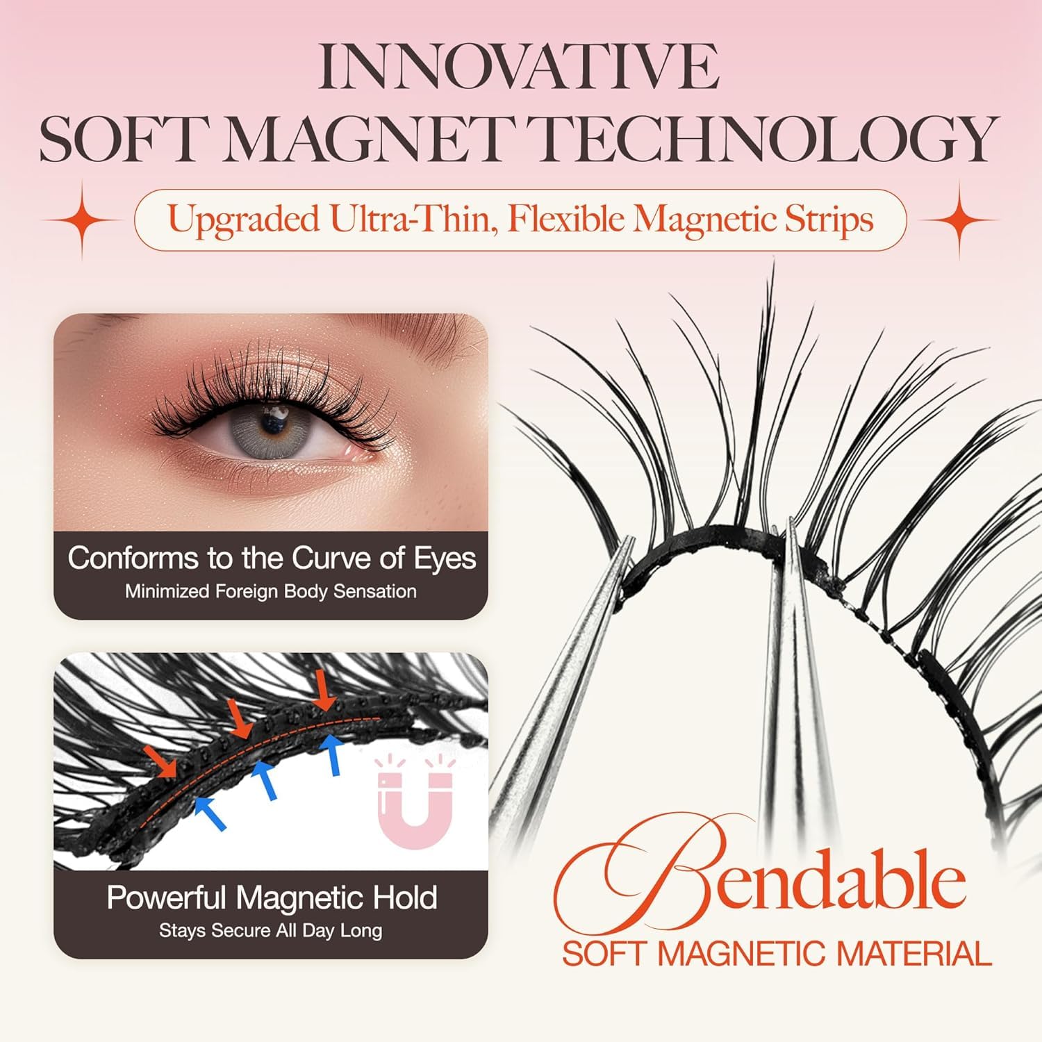 Reusable Magnetic Eyelashes with Applicator