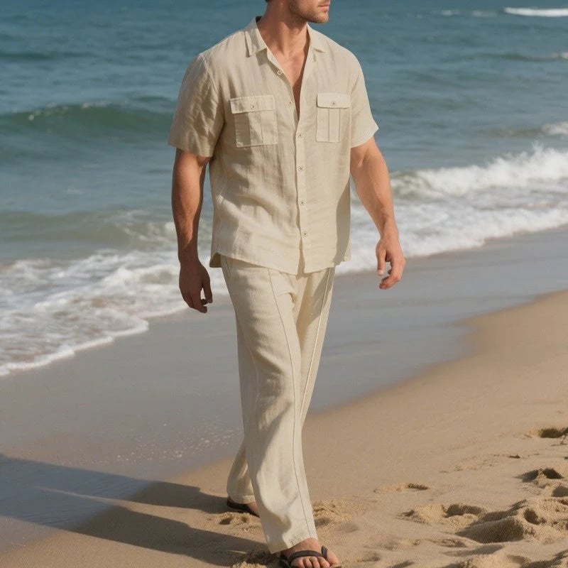 Men's Button-Down Shirt & Pants 2-Piece Set