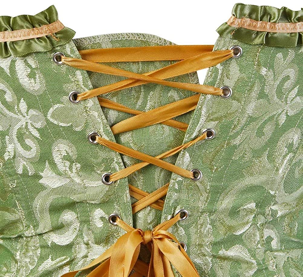 Women's Lacing Corset Top Satin Floral Boned Overbust Body Shaper Bustier