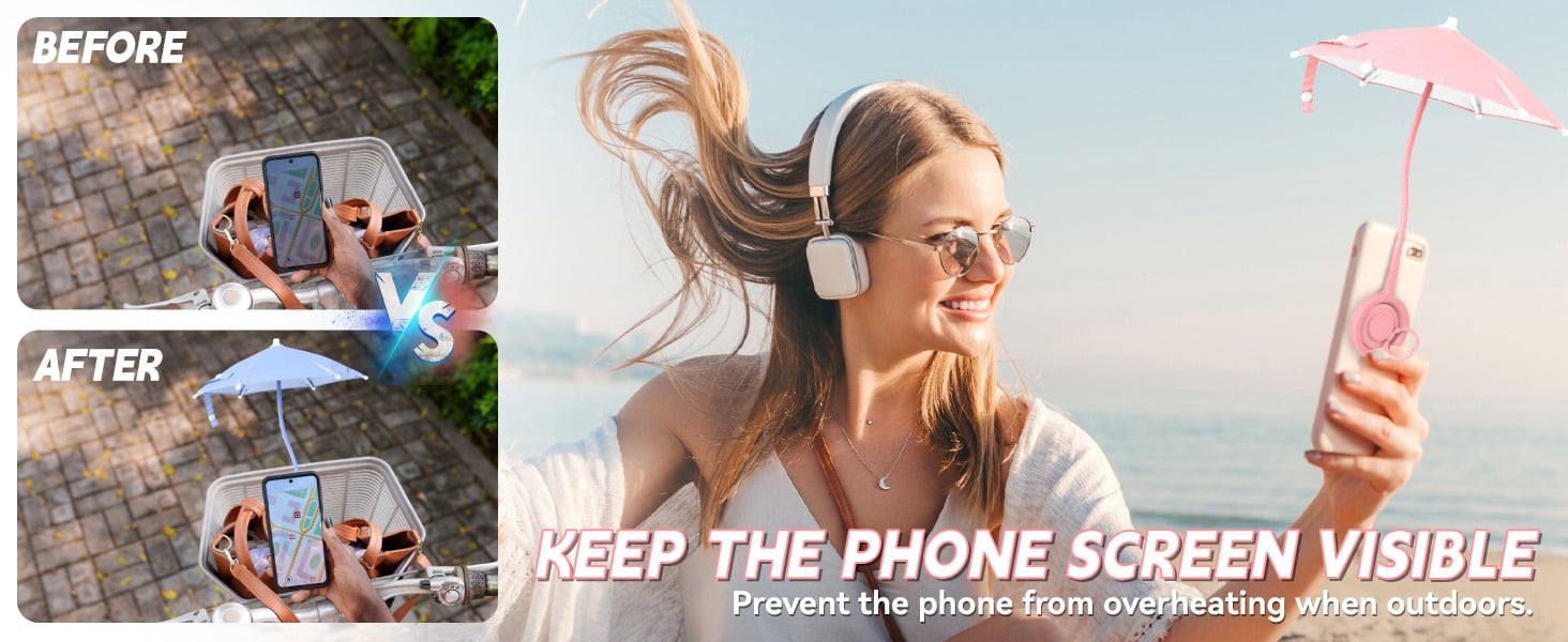 Mini Phone Umbrella for Sun with Detachable Knob – Flexible