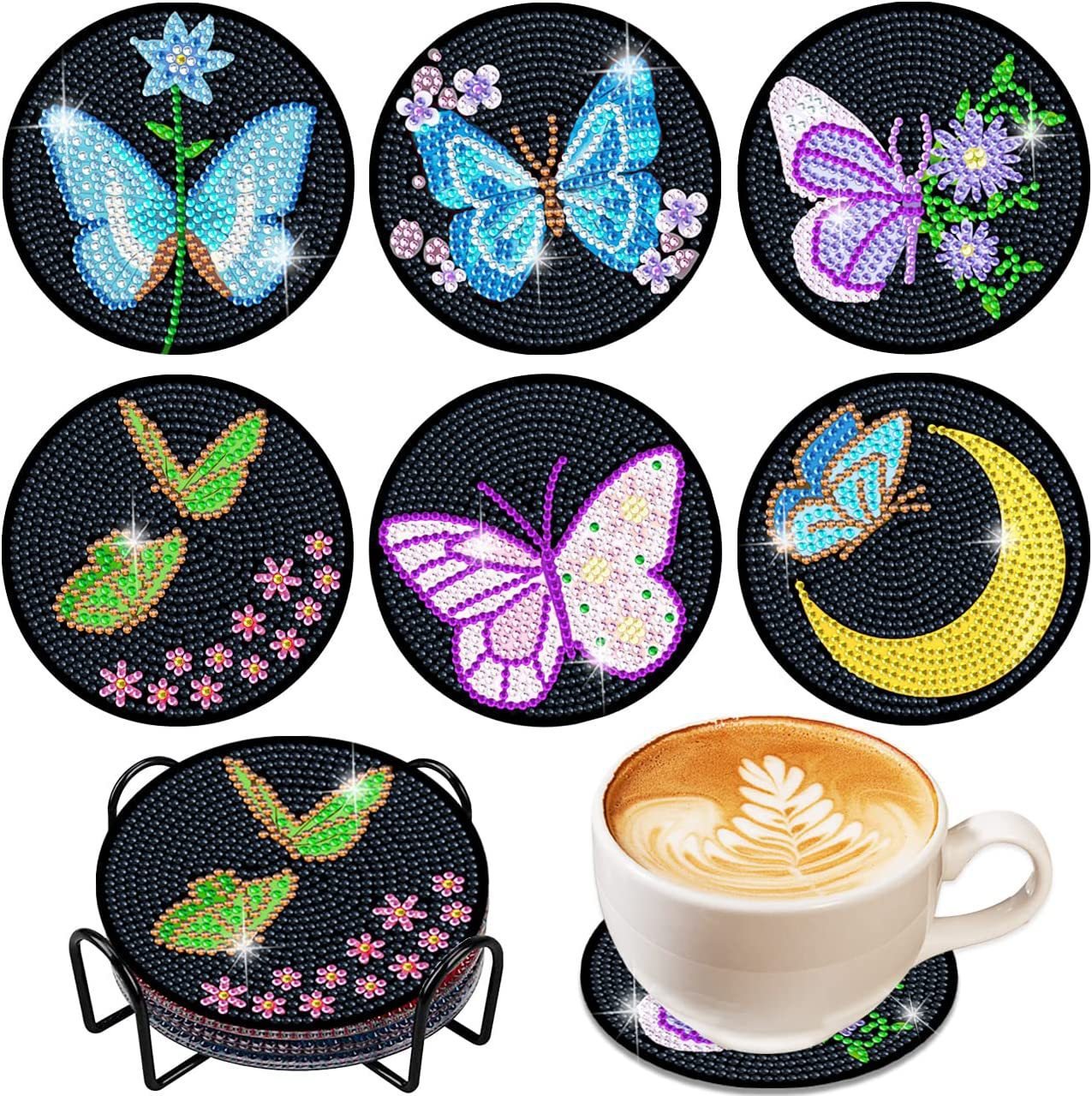💥LAST DAY SALE 49% OFF-Artificial Diamond Art Coaster, 8 Counts/set