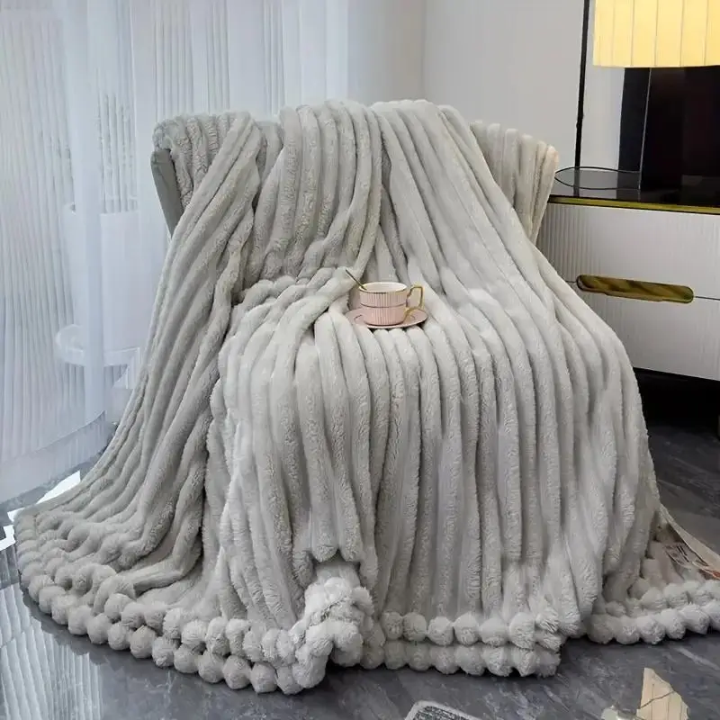 Double-sided Luxurious Faux Rabbit Fur Throw Blanket