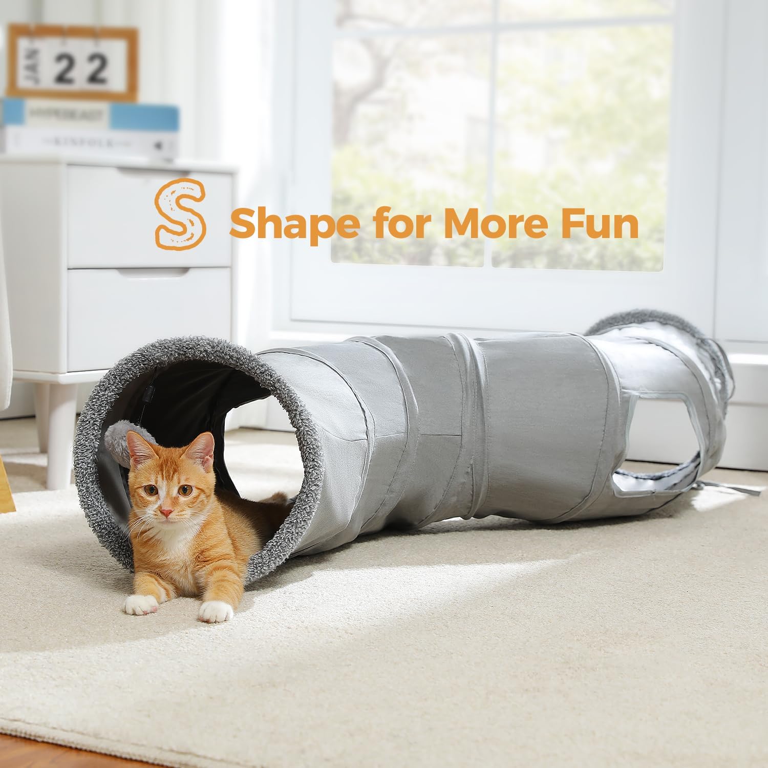 Road Cat Tunnel Foldable S Shape Cat Play Tube Diameter 11.8 Inch