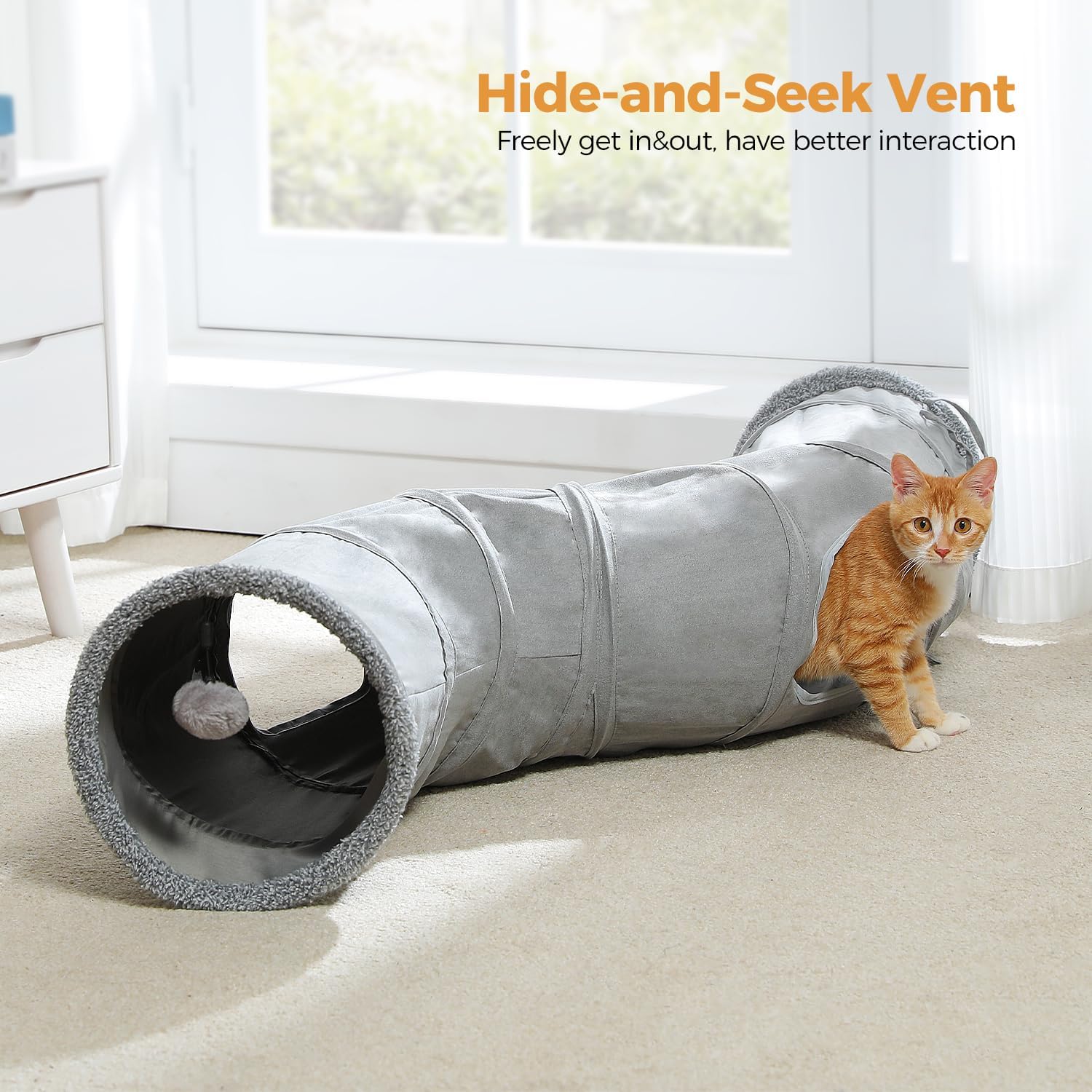 Road Cat Tunnel Foldable S Shape Cat Play Tube Diameter 11.8 Inch