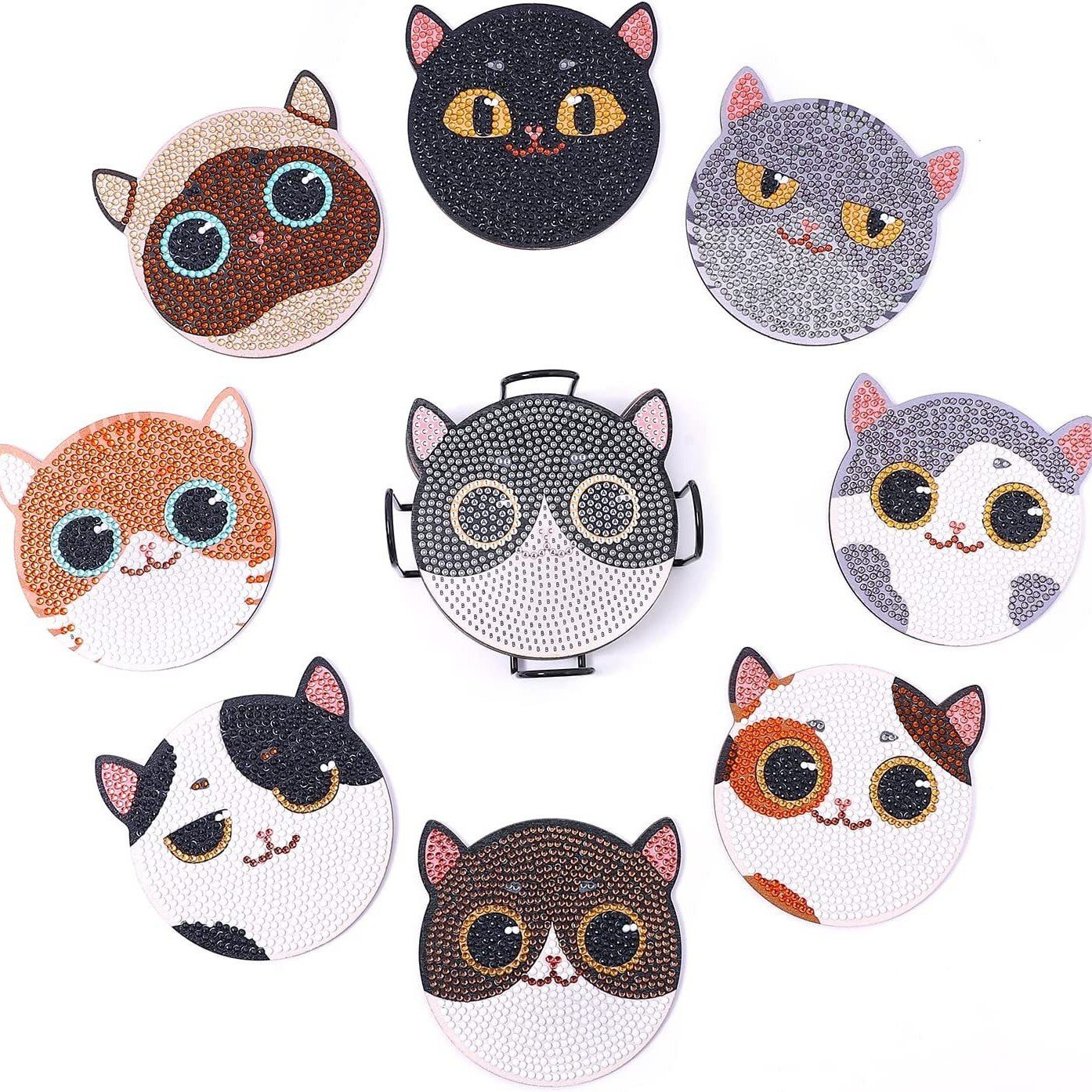 💥LAST DAY SALE 49% OFF-Artificial Diamond Art Coaster, 8 Counts/set